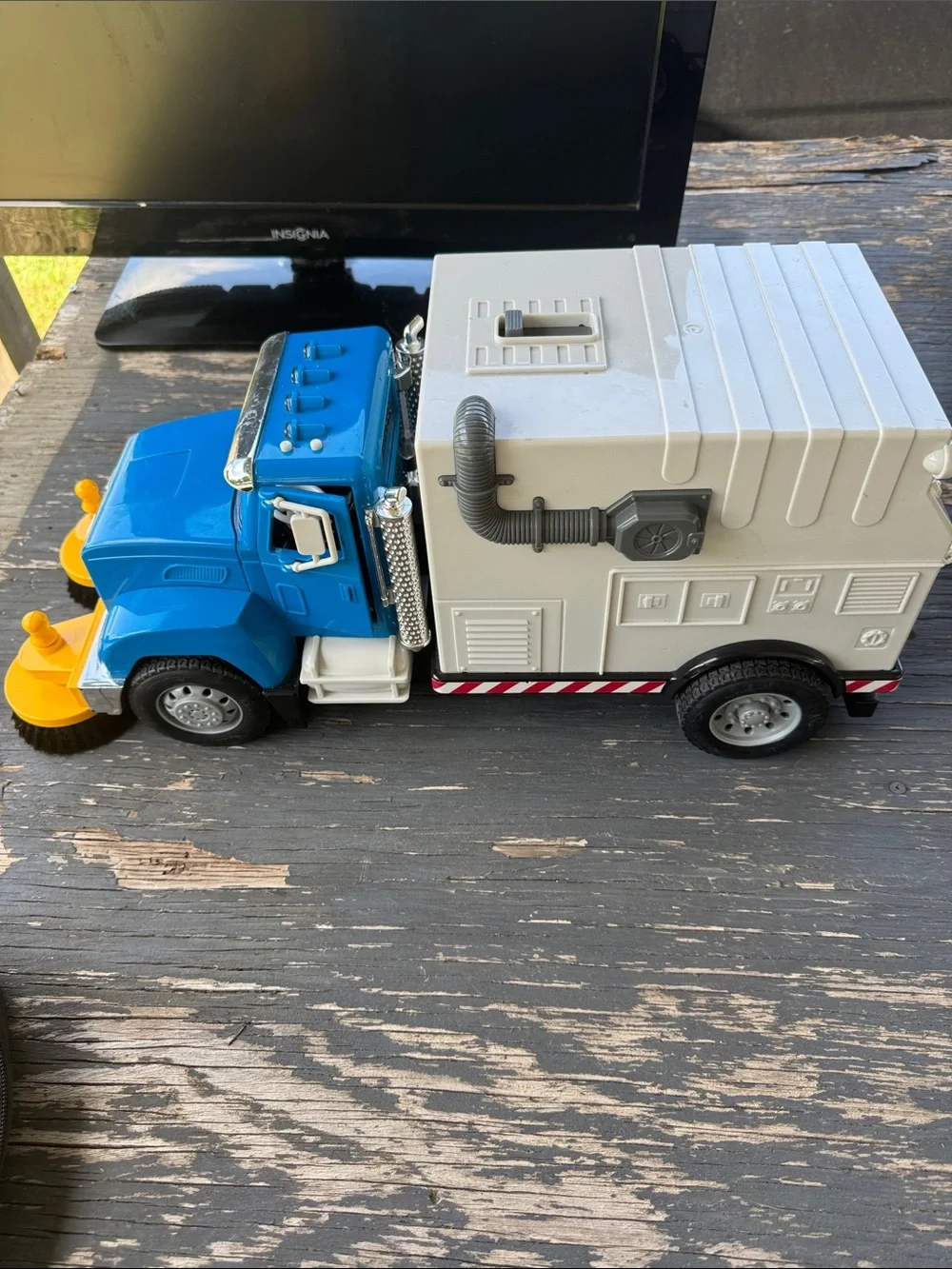 Blue and Yellow Toy Street Sweeper Truck - Kids Toy